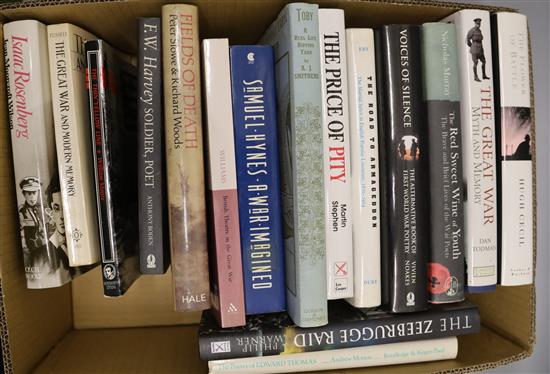 A collection of works relating to British Military history and WWI related poetry (29 books, in 2 boxes)